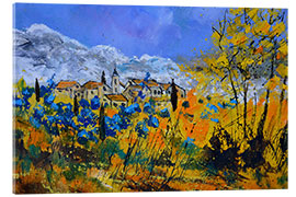 Acrylglasbild Blaue Blumen in der Provence