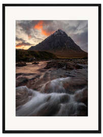 Gerahmter Kunstdruck Sonnenuntergang am Buachaille Etive Mòr, Schottland