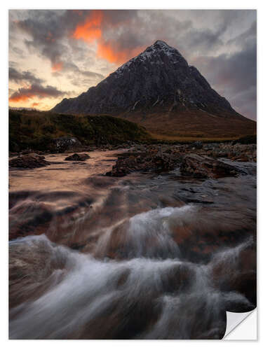 Vinilo para la pared Atardecer en Buachaille Etive Mòr, Escocia