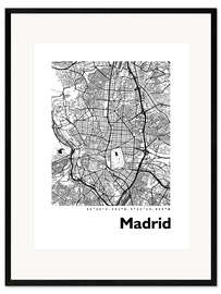 Kunsttryk i ramme Madrid city map