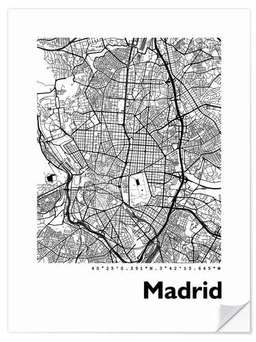 Sticker mural Plan de la ville de Madrid