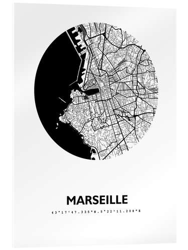 Acrylic print City map of Marseille, circle