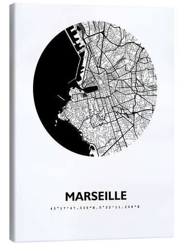 Canvas print City map of Marseille, circle