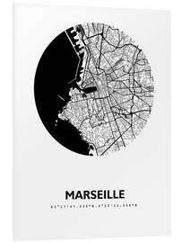 Hartschaumbild Stadtplan von Marseille, Kreis