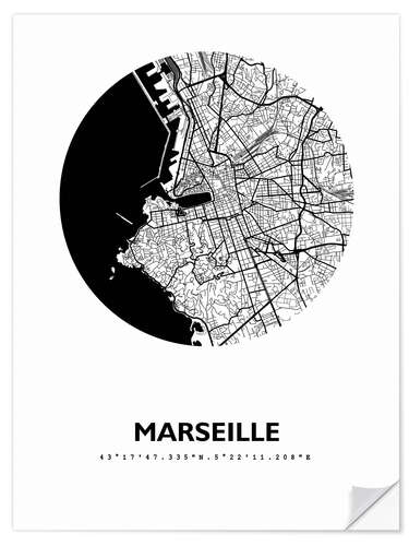 Sisustustarra City map of Marseille, circle