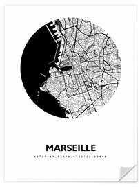 Sticker mural Plan rond de la ville de Marseille