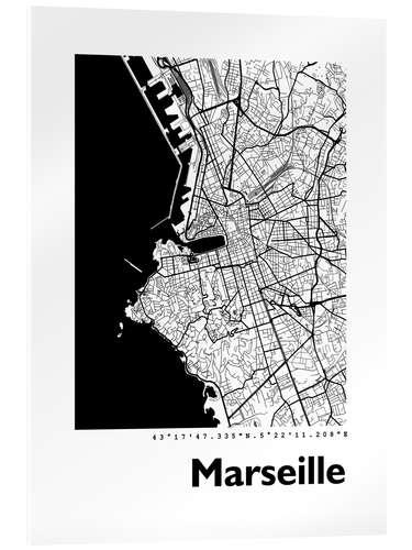 Acrylic print City map of Marseille