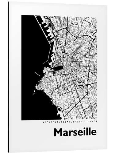 Aluminiumsbilde City map of Marseille