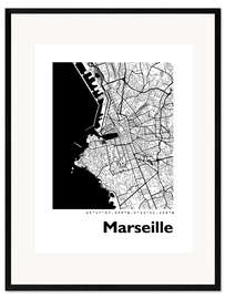 Ingelijste kunstdruk City map of Marseille