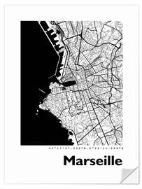 Selvklebende plakat City map of Marseille