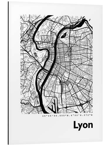 Aluminium print City map of Lyon