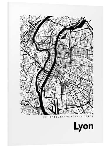 Print på skumplade City map of Lyon