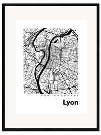 Ingelijste kunstdruk City map of Lyon