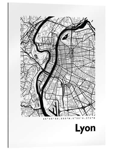 Tableau en plexi-alu Plan de la ville de Lyon