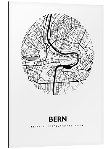 Quadro em alumínio City map of Bern, circle