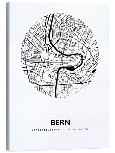 Canvas print City map of Bern, circle