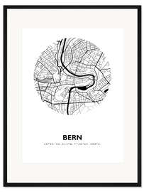 Gerahmter Kunstdruck Stadtplan von Bern, Kreis
