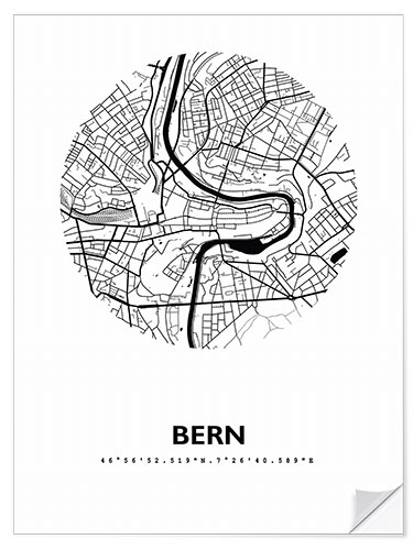 Naklejka na ścianę City map of Bern, circle