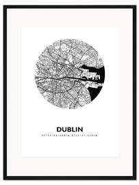 Gerahmter Kunstdruck Stadtplan von Dublin III