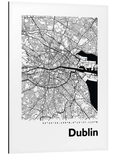 Quadro em alumínio City map of Dublin I