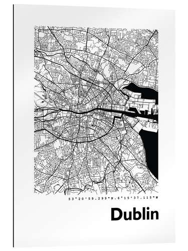 Cuadro de plexi-alu Mapa de la ciudad de Dublín I