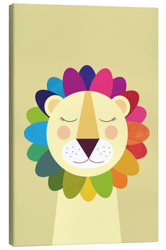 Tableau sur toile Lion coloré
