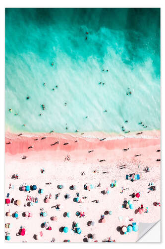 Selvklebende plakat Colorful umbrellas on Bondi Beach, Australia