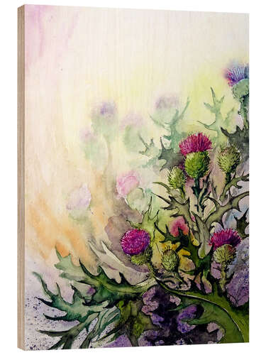 Wood print Thistles
