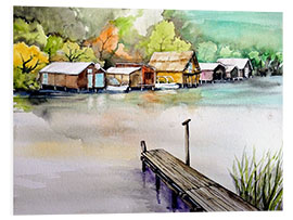 Foam board print Boathouses on the Müritz