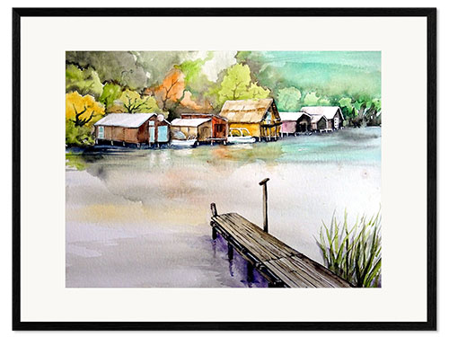 Framed art print Boathouses on the Müritz