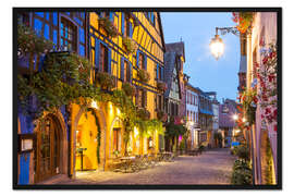 Gerahmter Kunstdruck In den Straßen von Riquewihr, Elsass