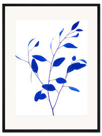 Gerahmter Kunstdruck Zarter zweig - Classic blue