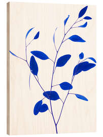 Wood print Delicate branch - Classic blue