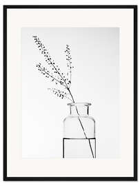 Gerahmter Kunstdruck Glasvase mit Zweig II