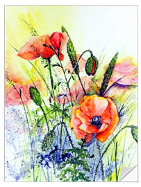 Selvklebende plakat Wild poppies