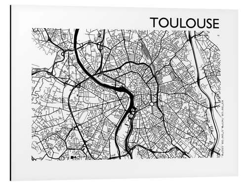 Aluminium print City map of Toulouse