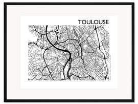 Gerahmter Kunstdruck Stadtplan von Toulouse
