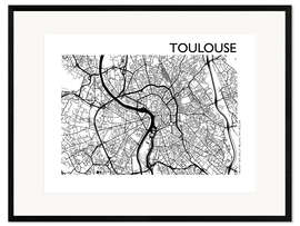 Kehystetty taidepainatus City map of Toulouse