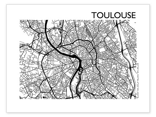 Poster Stadtplan von Toulouse