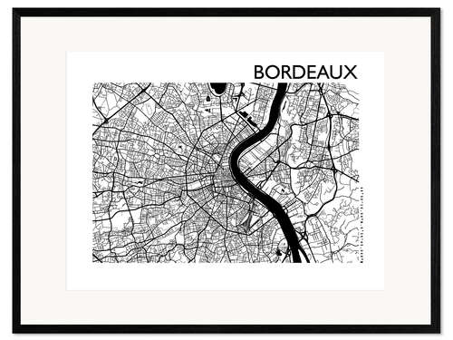 Kunsttryk i ramme City map of Bordeaux