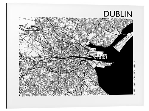 Aluminium print Dublin city map