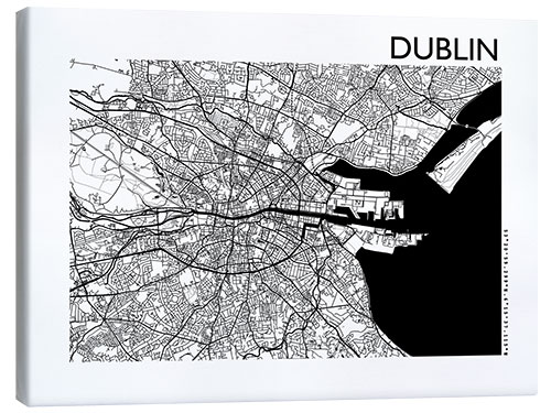 Canvas print Dublin city map