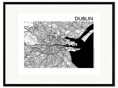 Impression artistique encadrée Plan de la ville de Dublin