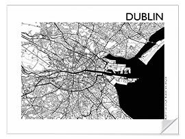 Wandsticker Stadtplan von Dublin