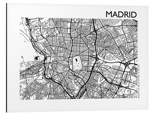 Aluminiumtavla Madrid city map