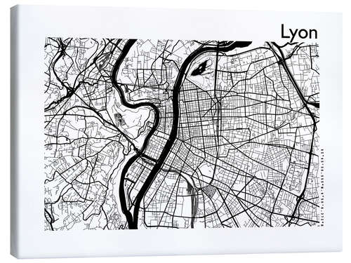 Lerretsbilde City map of Lyon