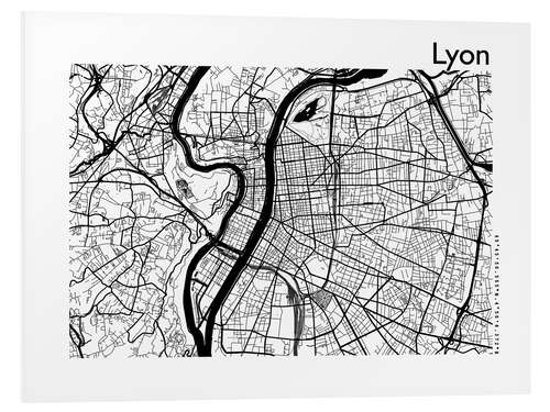 Hartschaumbild Stadtplan von Lyon