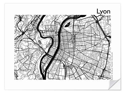 Wall sticker City map of Lyon