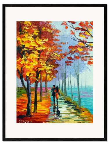 Plakat artystyczny premium w ramie Spacer w parku