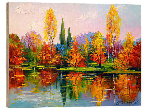 Wood print Autumn lake